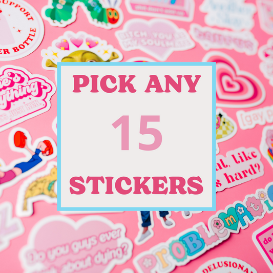 Pick Any 15 Stickers, Bundle Pack, Eat the Rich, Multiple Stickers, Gen Z gift for her, Meme Sticker, Bundle and save