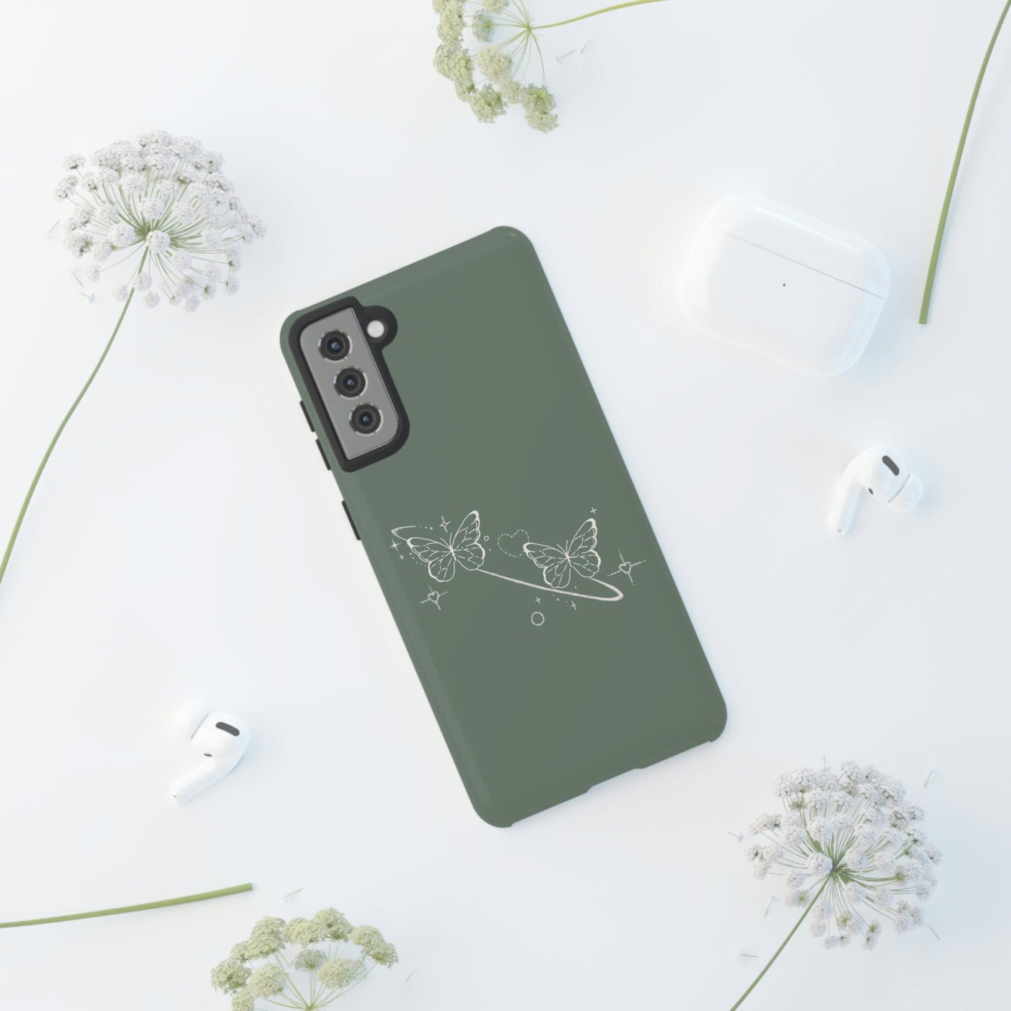 Green Butterfly Case, iPhone 15 14 13 12 11, Pro Max Case, Cute iPhone Cover, Xr X Xs Max, Tough Case For Women, Samsung Case, Google Pixel