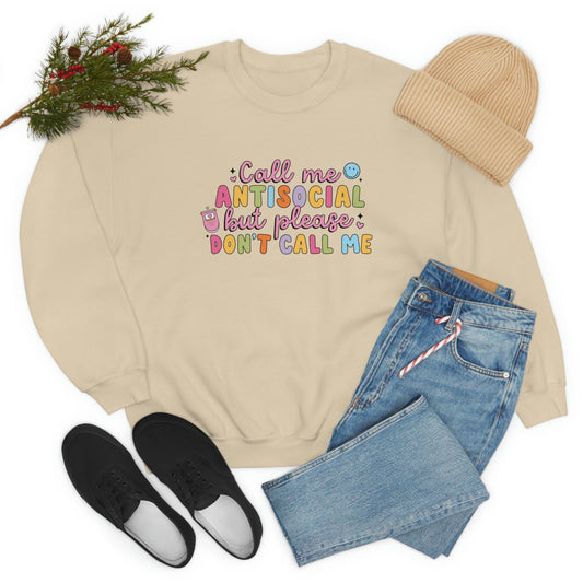 Antisocial Crewneck, Trendy Sweater, Mental Health Clothes, Funny Y2K Meme Sweatshirt