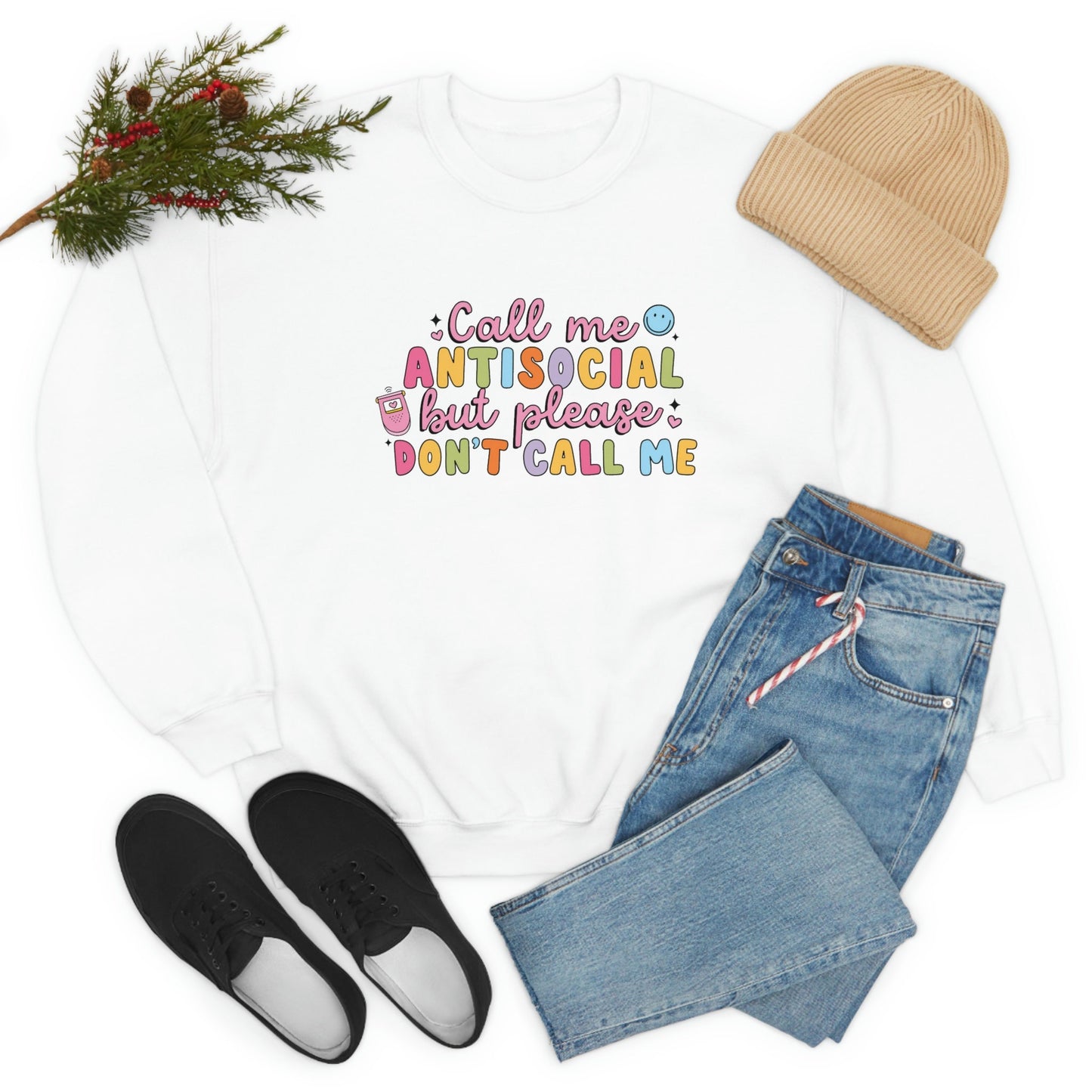 Antisocial Crewneck, Trendy Sweater, Mental Health Clothes, Funny Y2K Meme Sweatshirt