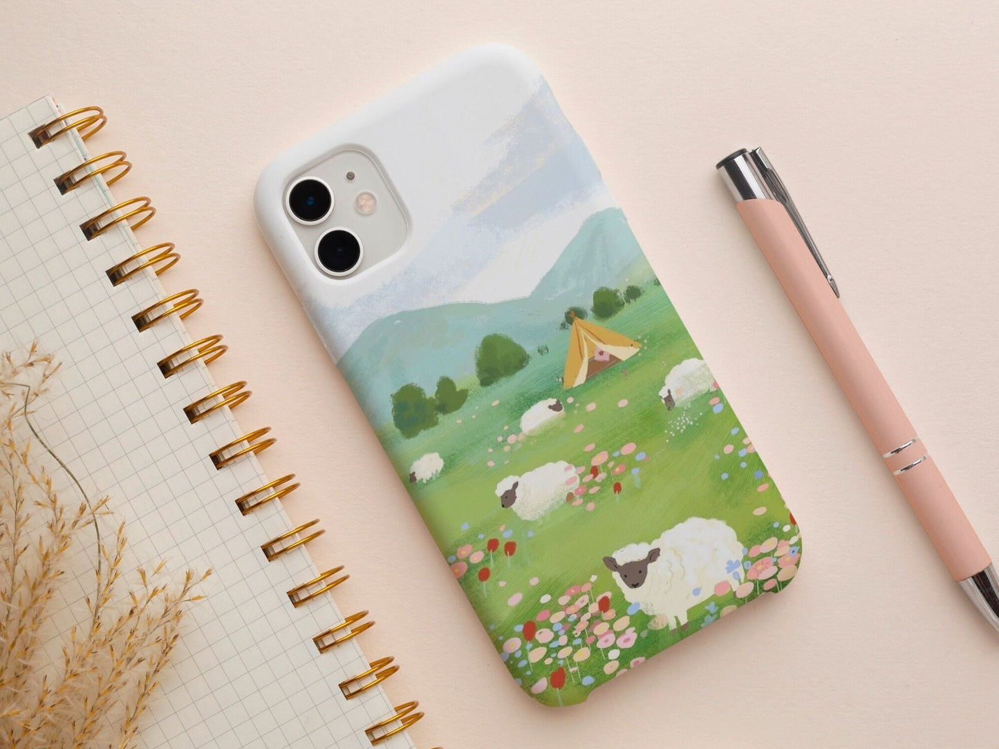 Sheep with Flowers Pattern, iPhone 15 14 13 12 11, Pro Max Case, Cute iPhone Xr X Xs Max, Tough Case Cover For Women, Samsung Case, Google Case