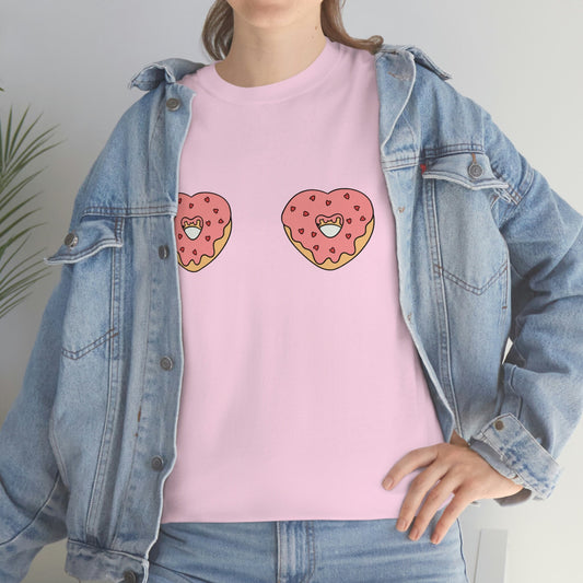 Valentines Day Boobs T-Shirt, Feminist Clothes, Women's Rights, Heart Boobs, Pink Donut Shirt