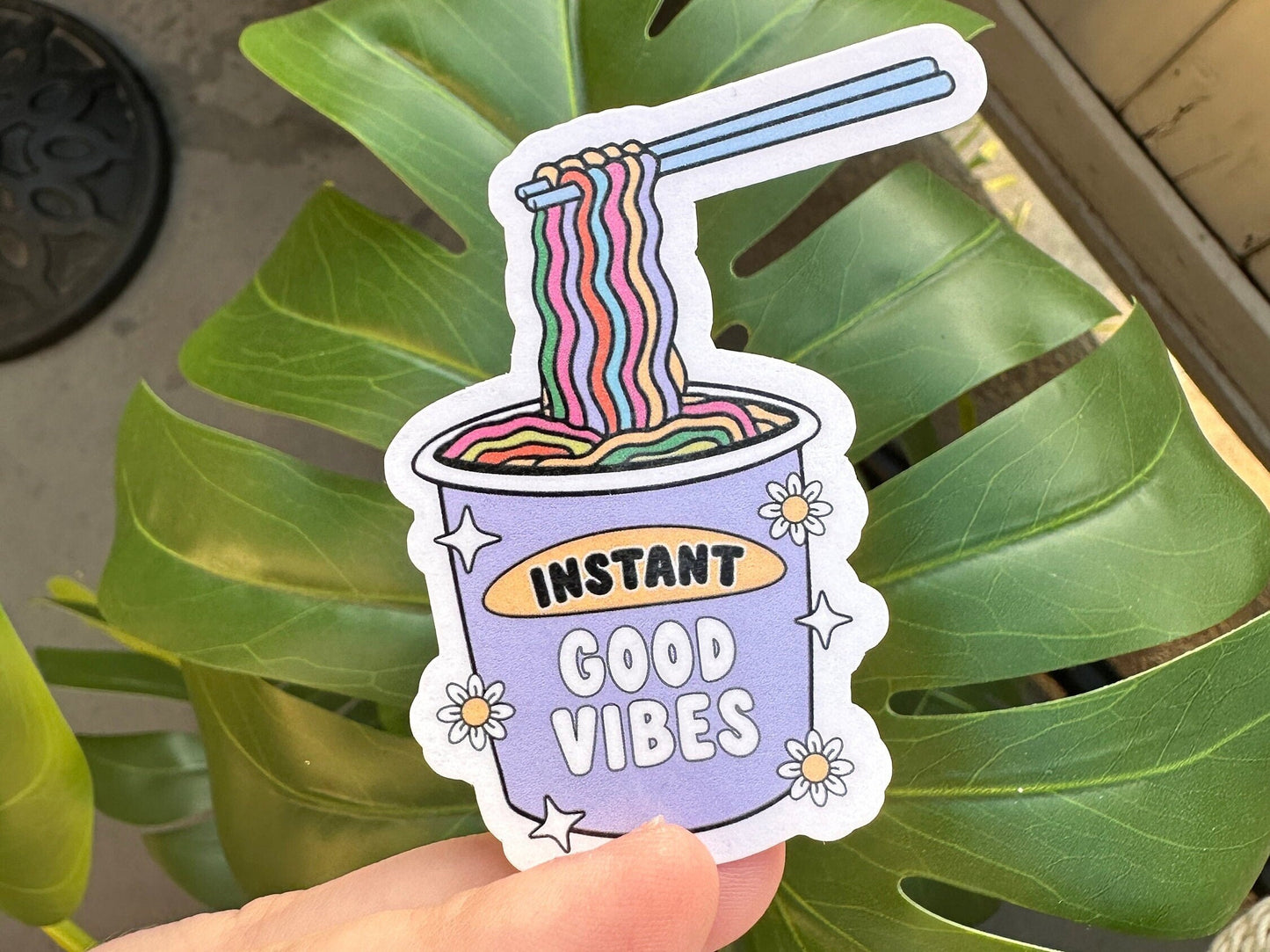 Instant Good Vibes Sticker, Ramen Noodles, Mental Health, Positive Vibes, Good Energy, Cute Trendy, Funny Meme, Food Lover, Pho