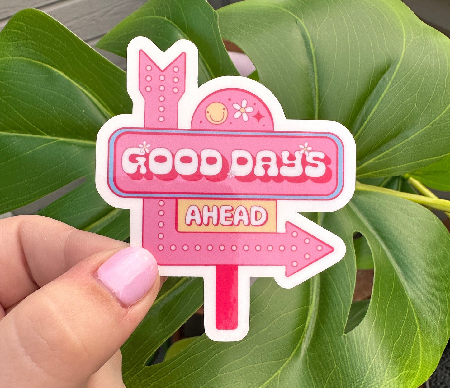 Good Days Ahead Sticker, Pink Neon Light, Mental Health, Inspirational Quote, Positive Outlook, Vegas Vibes, Vintage Retro Groovy, Happy Fun