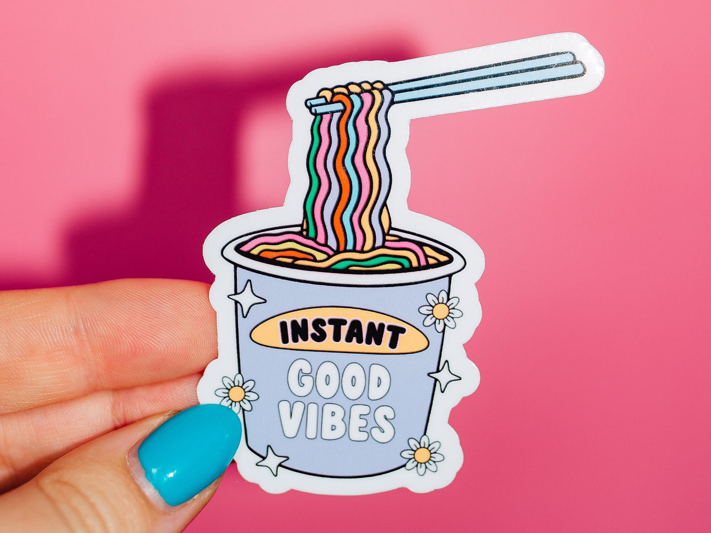 Instant Good Vibes Sticker, Ramen Noodles, Mental Health, Positive Vibes, Good Energy, Cute Trendy, Funny Meme, Food Lover, Pho