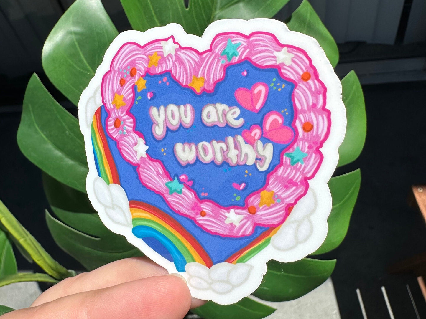 You Are Worthy Sticker, Vintage Heart Cake, Cute Trendy, Self Love, Feminist Vibes, Inspirational Quote, Eating Disorder Recovery, Foodie