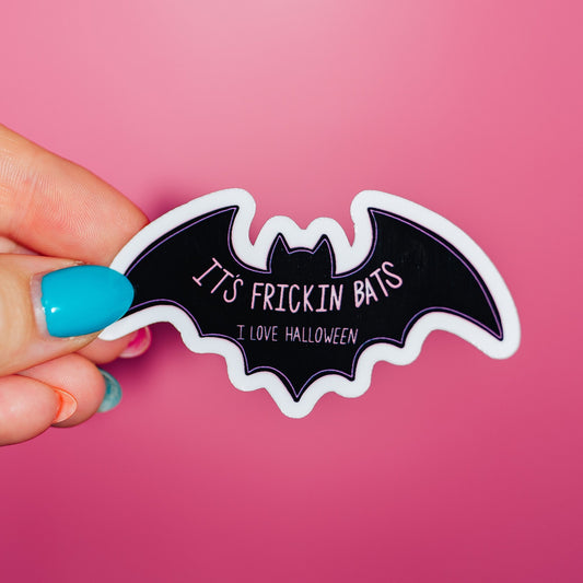 It's Frickin Bats Sticker, Vine Energy, Pop Culture, Spooky Meme, Horror Ghost, Boo Basket, Trendy Humor, Funny Joke, Love Halloween