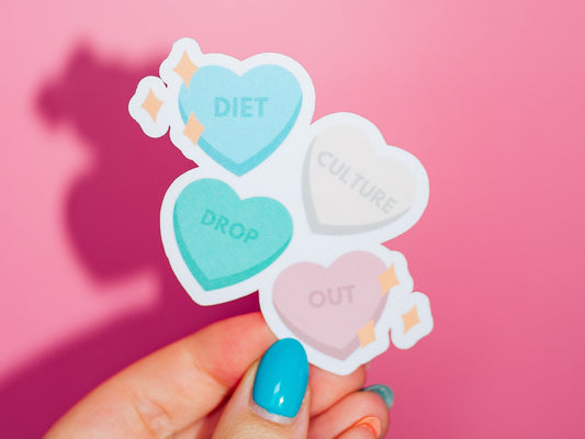 Diet Culture Dropout Sticker, Body Positive, Anti Diet Culture, Eating Disorder Recovery, Self Love, Feminist Vibes, Pastel Hearts, Sparkles