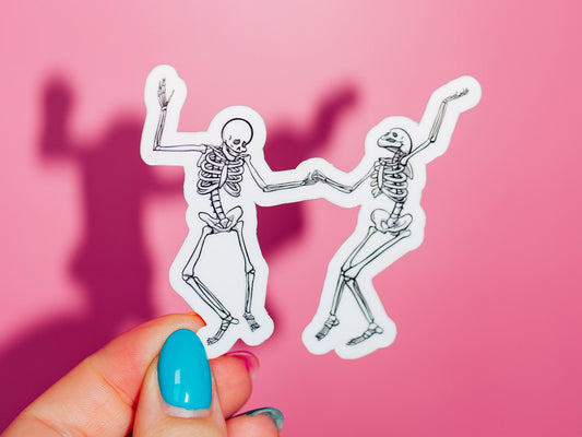 Dancing Skeletons Sticker, Horror Ghost, Spooky Vibes, Boo Basket, Viral Trendy, Funny Halloween, Cemetery Disco, Party Time, Emo Goth