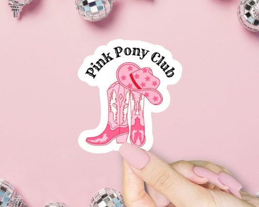 Pink Pony Club Sticker, Midwest Princess, Sapphic Lesbian, WLW, Gay Queer, LGBTQ+ Safe Space, Western Boot, Cowgirl Hat, Trending Music